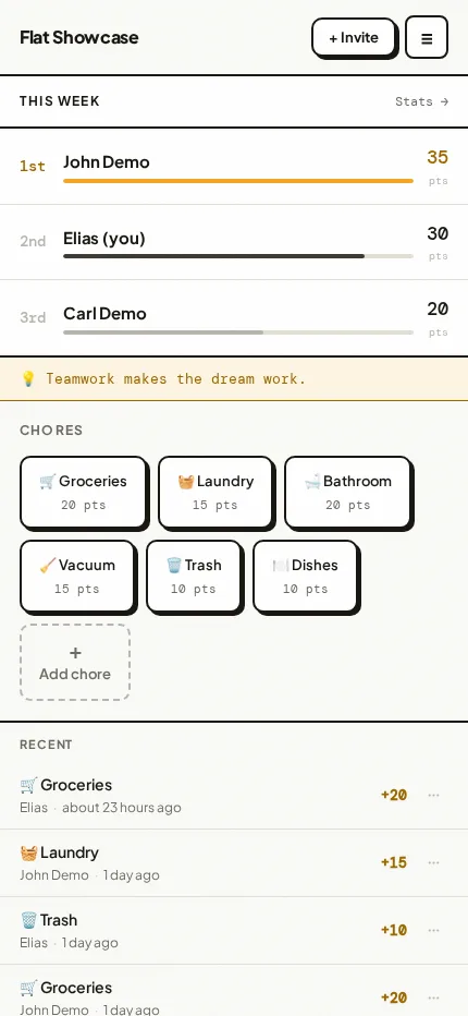Chorematic home screen